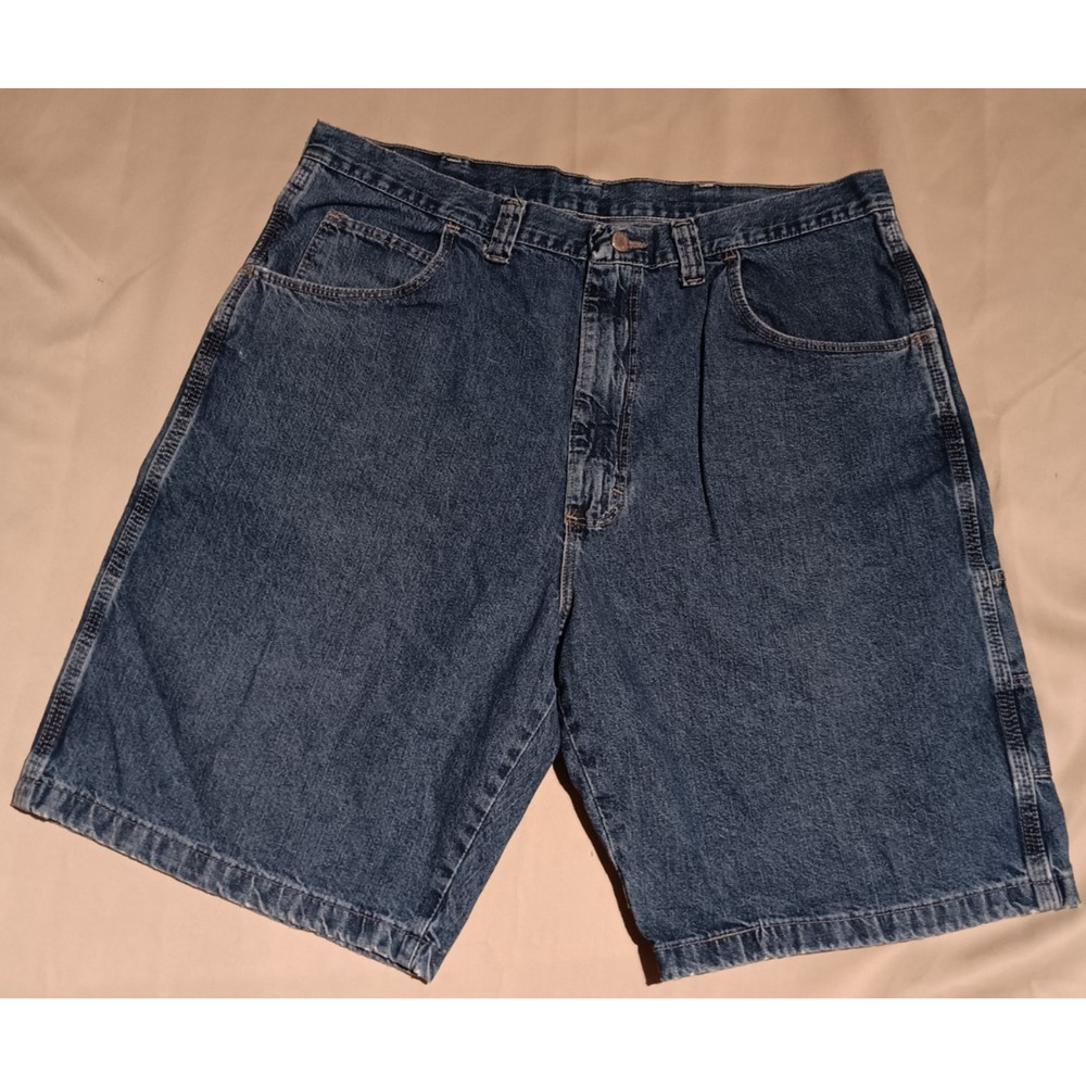Wrangler Carpenter Jorts Men’s 38 Blue Denim Flat Front Cotton Casual VTG Work
